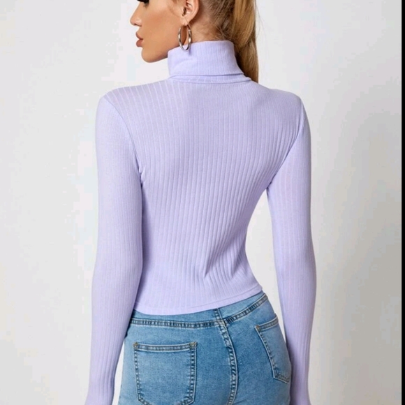 Turtleneck Solid Ribbed Long-sleeved top. Women's Size XL - Picture 2 of 12